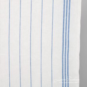 Linen cotton white fabric with stripes