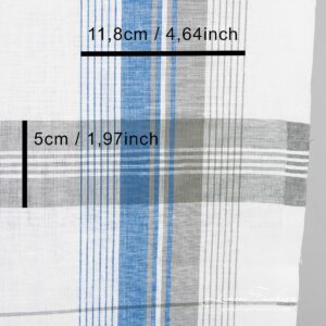 Linen cotton fabric with grey and blue stripes, perfect for kitchen towels