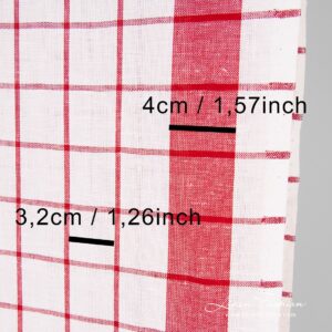 Linen cotton fabric in red checks, perfect for kitchen towels