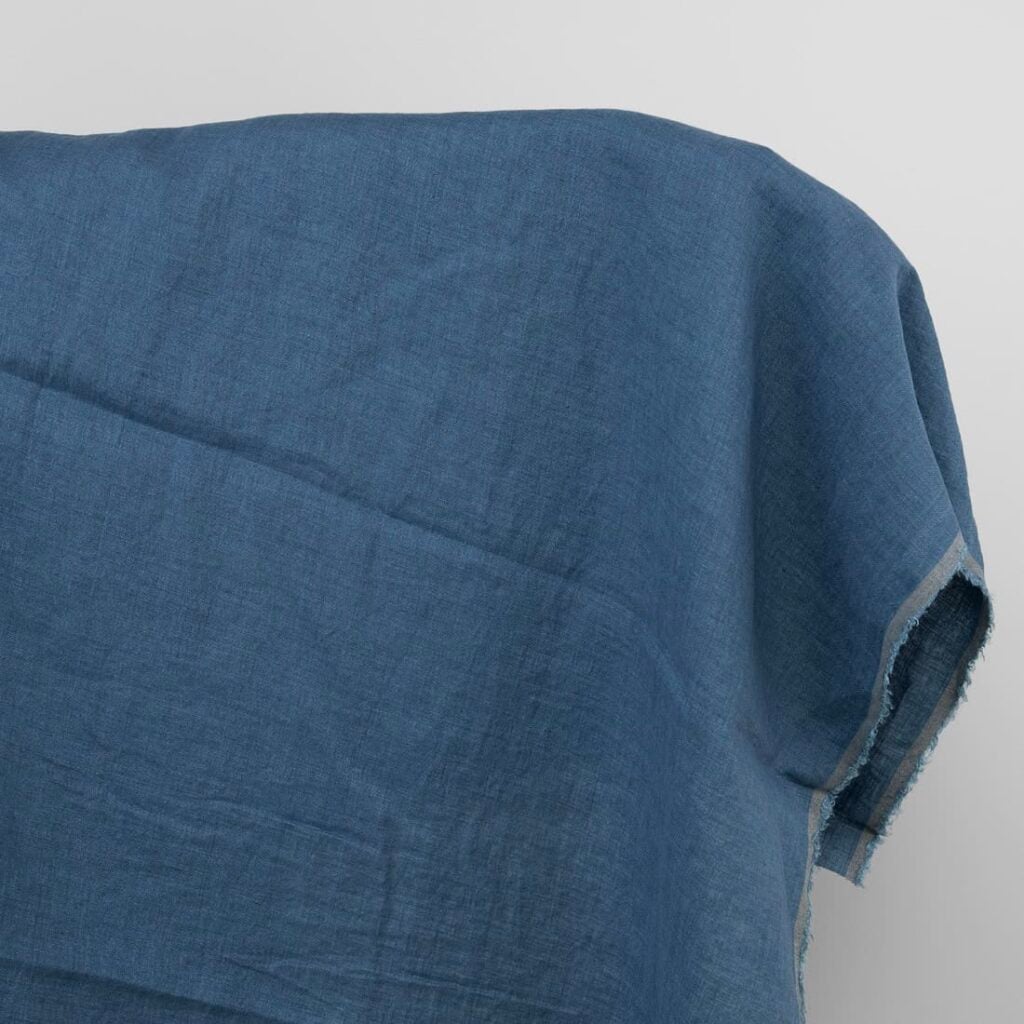 Washed linen fabric jean blue