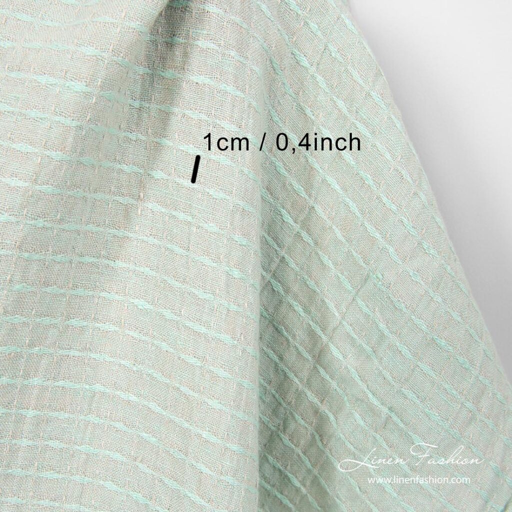 Patterned linen fabric with 1cm x 1cm squares