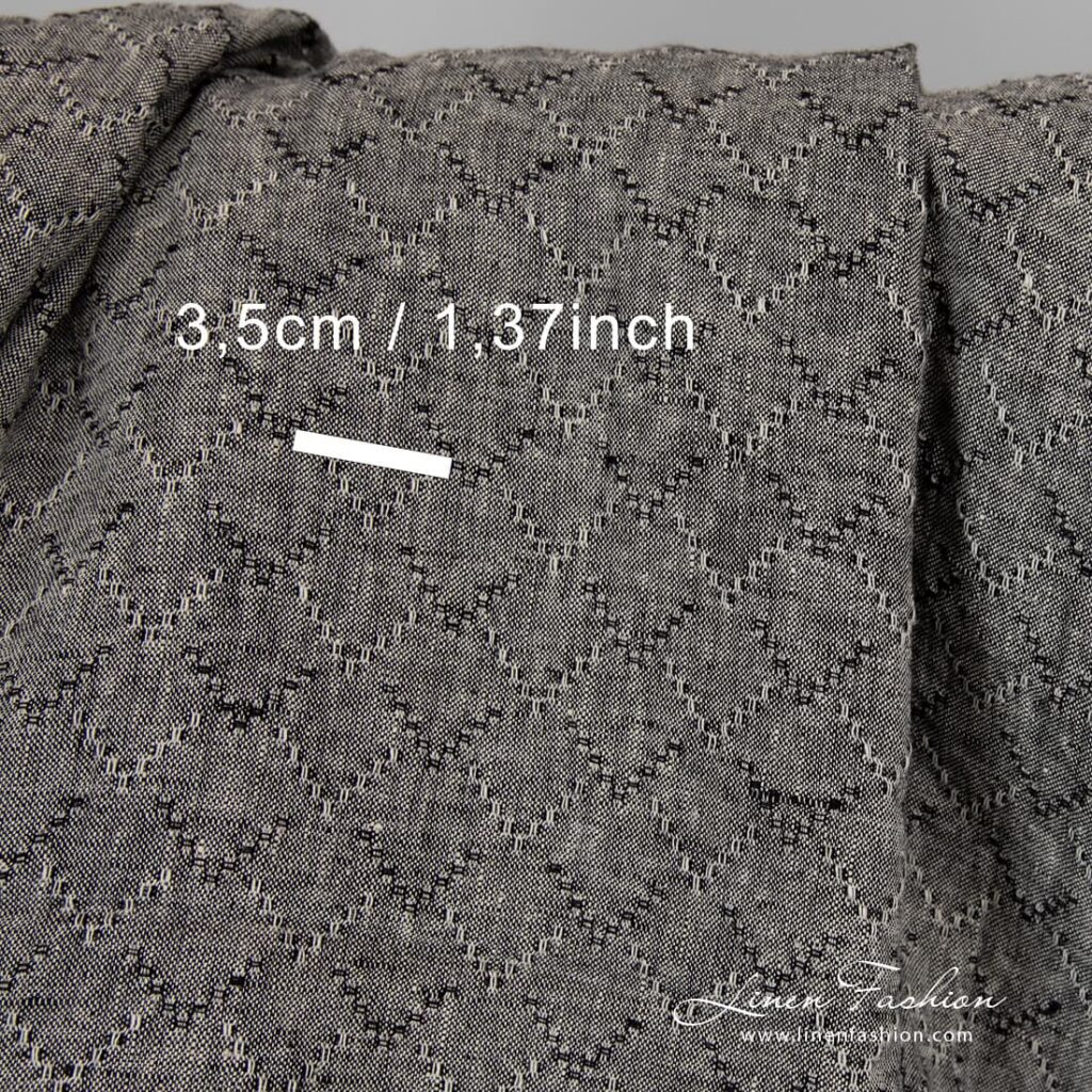 Black linen fabric with diamonds.