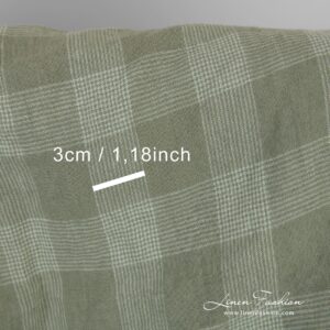 Linen fabric in green checks, perfect for clothes and home textile