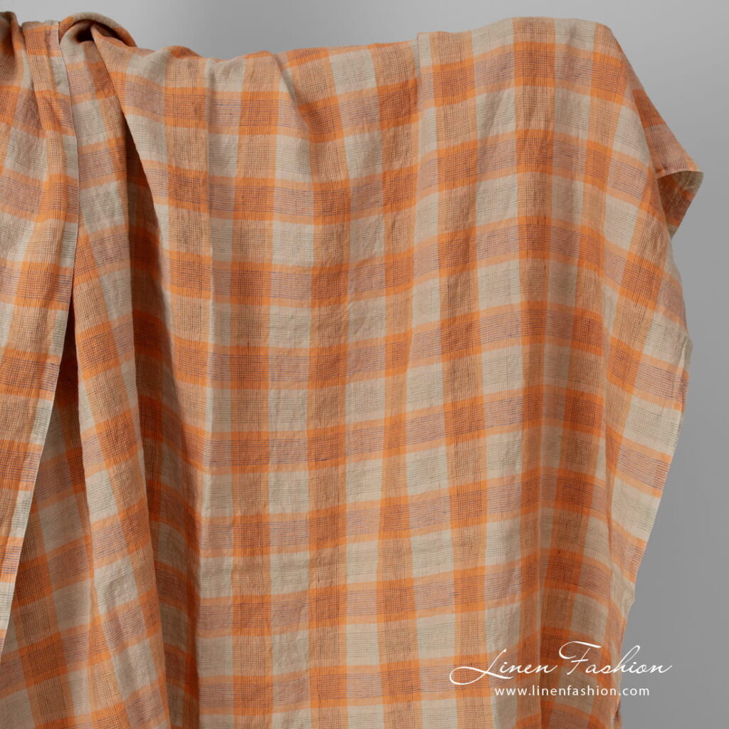orange checked linen, washed.