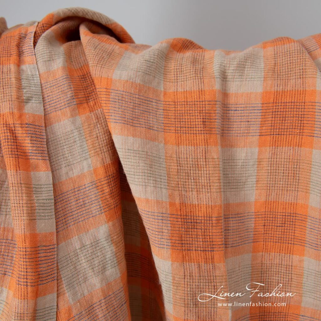 orange checked linen, medium weight.