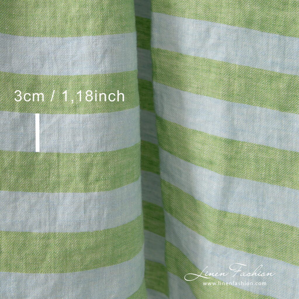 blue green striped linen 3cm. width.