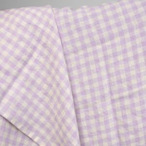 Ľanová látka orgovánové a vanilkové kocky praná