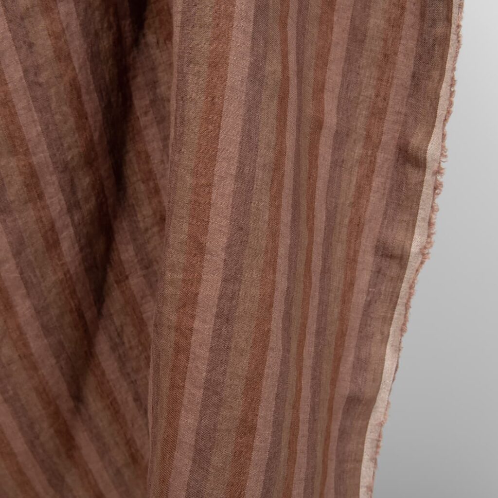 linen brown stripes fabric, multi stripes vertical