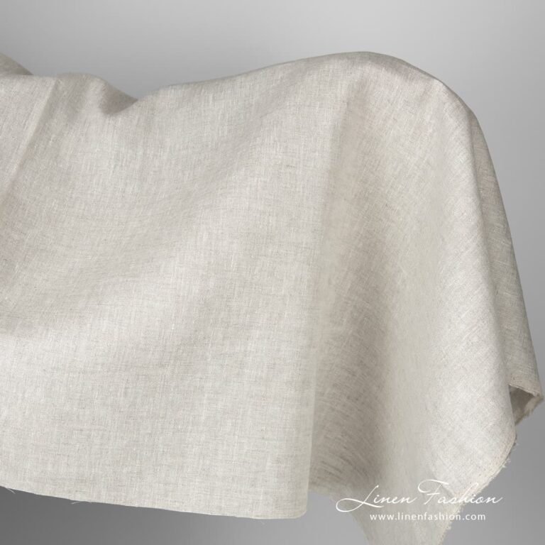Pure linen fabric in light grey colour
