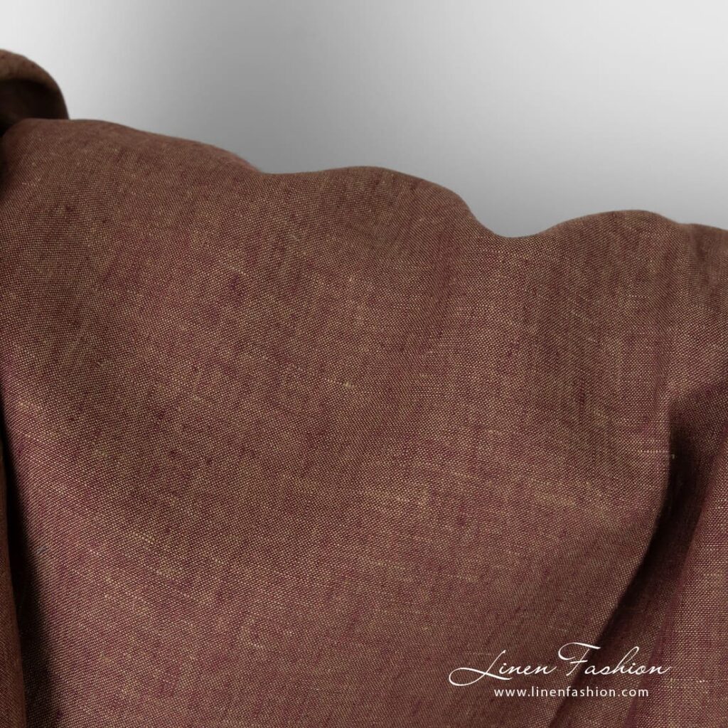 Linen fabric in greenish violet melange, 130 width