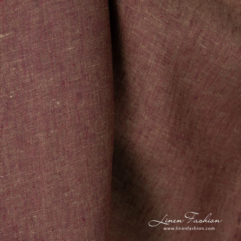 Linen fabric in greenish violet melange for clothes and home textile