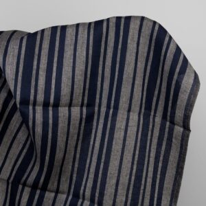Linen fabric in blue and natural stripes