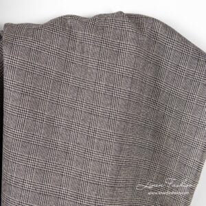 Linen fabric for clothing in black natural checks