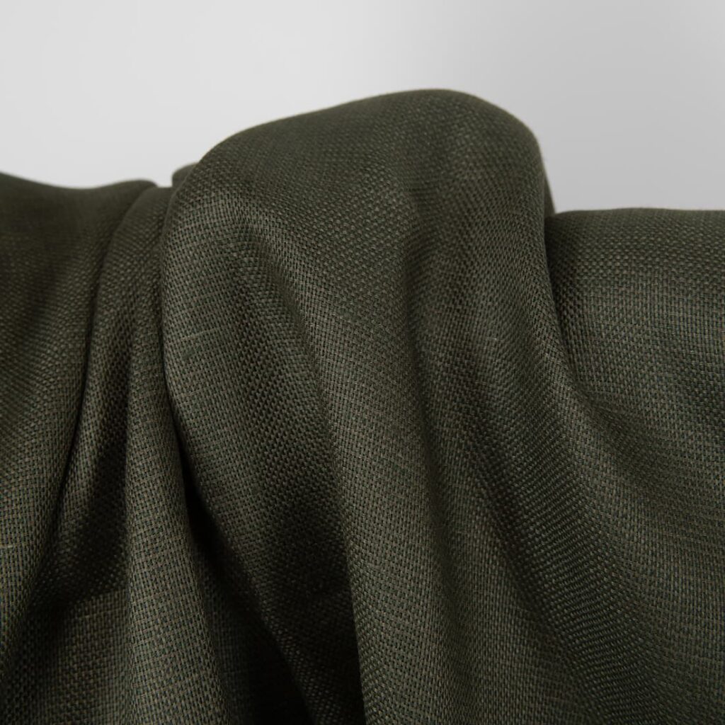 moss green linen fabric, width 150cm.