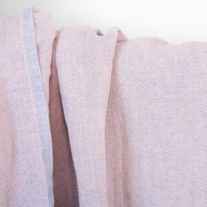 Poloľanová tkanina svetloružová a bledomodrá rybia kosť, praná