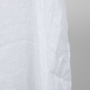 Bright white transparent linen fabric washed edge