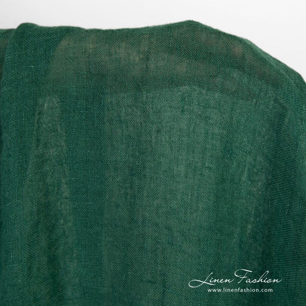 Forest green linen gauze fabric