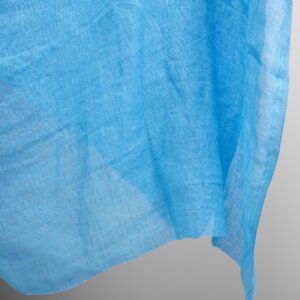 Ľanová gázovina jasne modrá praná tkanina