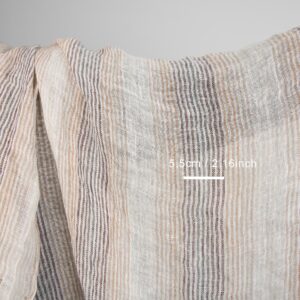 Ľanová gázovina praná tkanina v hnedých pruhoch