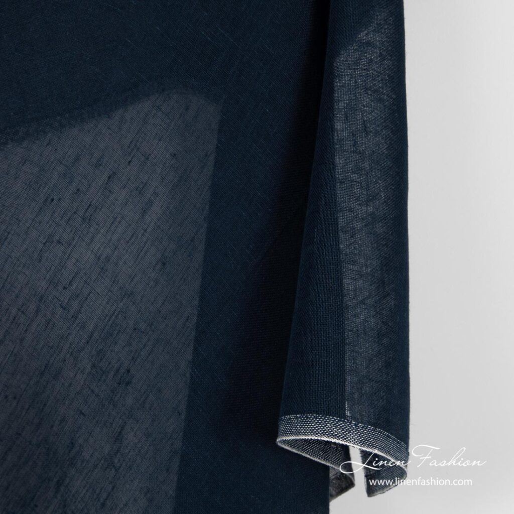 Open weave linen fabric in navy colour