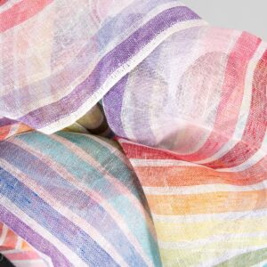 Rainbow striped linen fabric for curtains, shawls