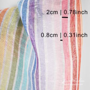 Rainbow striped linen - width in cm & inch