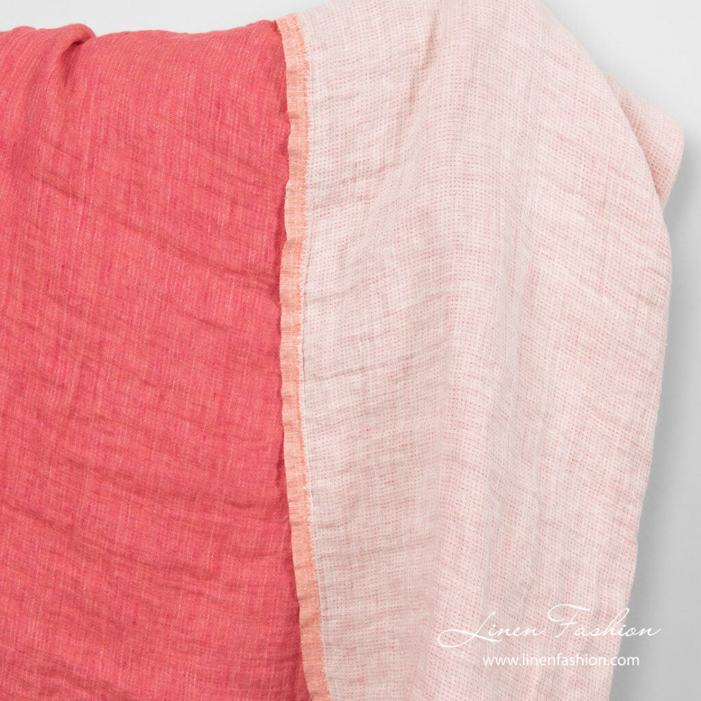 Rose linen fabric, washed, double - sided