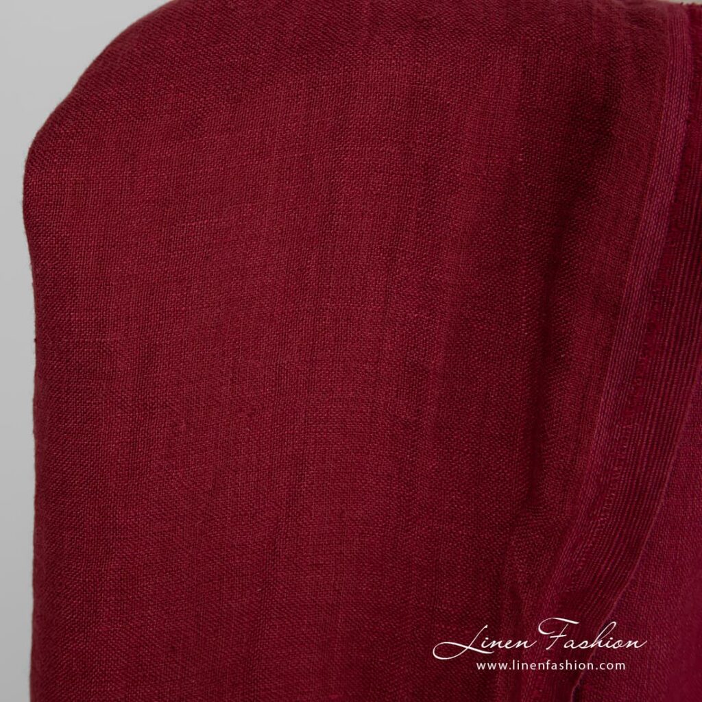 100% linen fabric in raspberry colour.