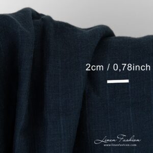 Double-sided, double-layered dark blue linen fabric