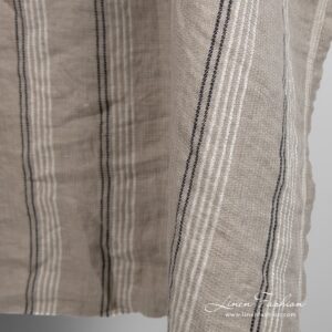 Grey brown linen fabric in stripes, perfect for towels, bathrobes and bedding sets