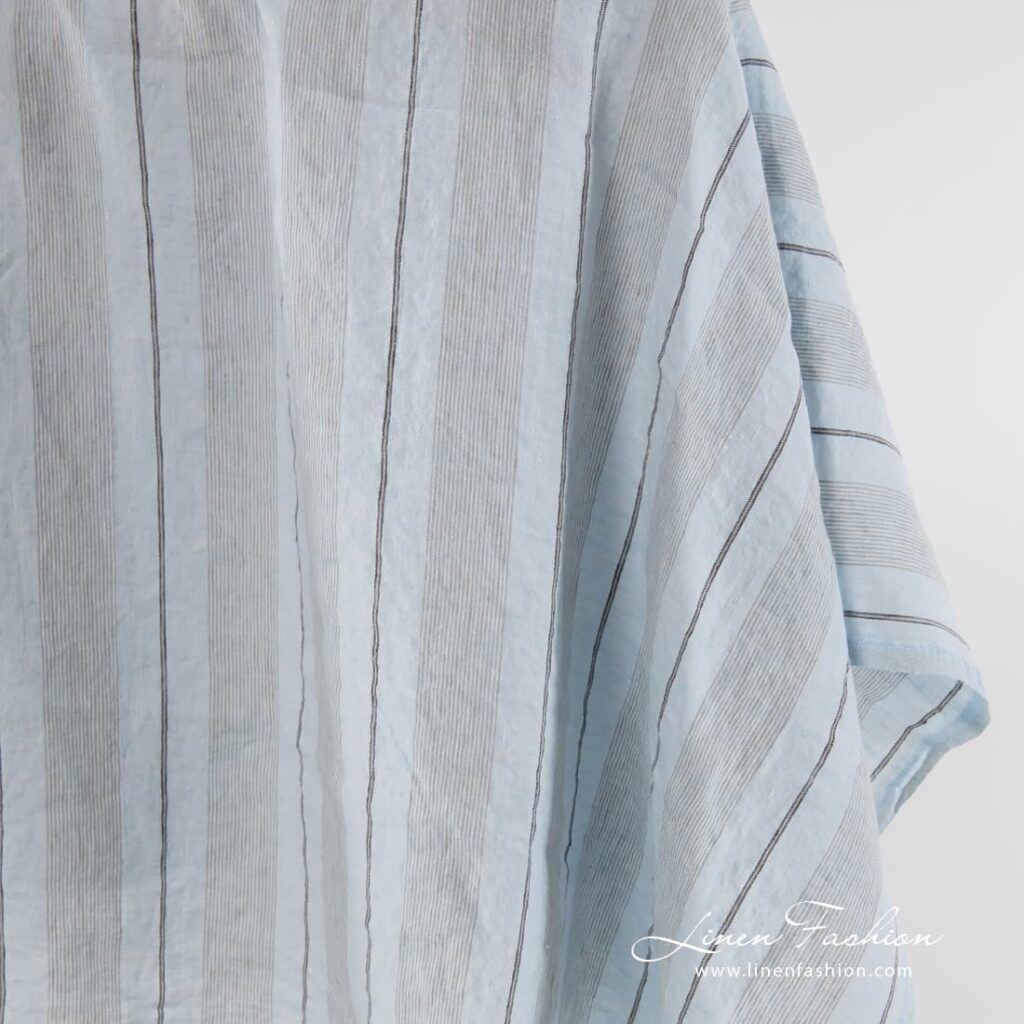 Striped pale blue linen fabric.