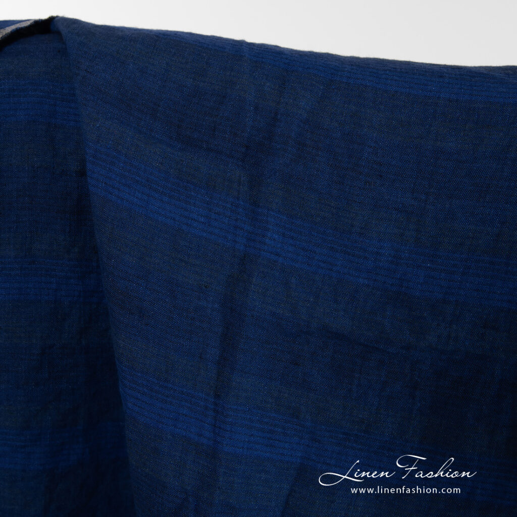 Denim linen fabric striped