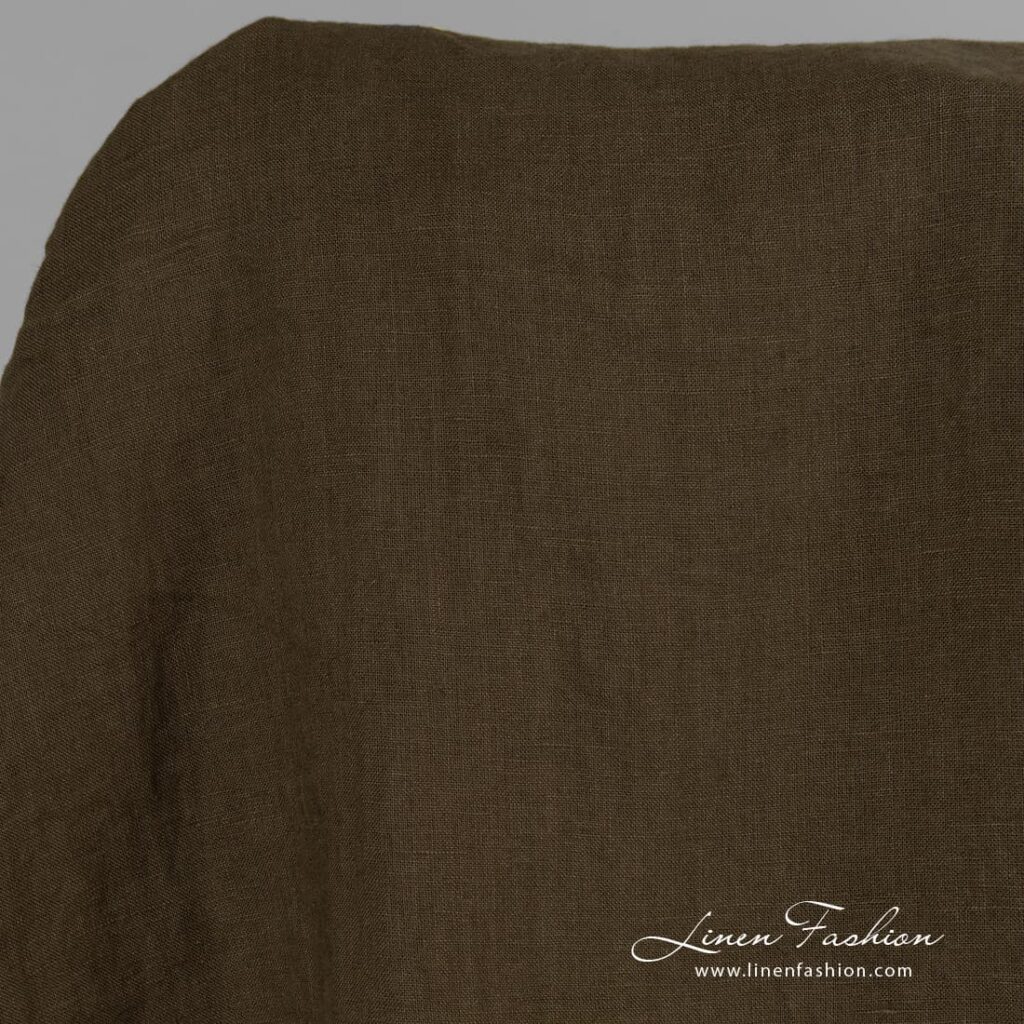 Ivy green dyed linen fabric.