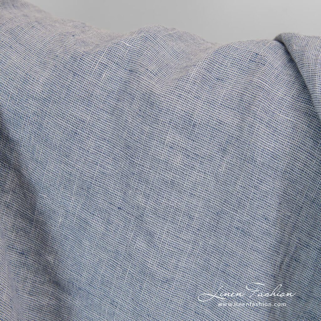 Washed bluish grey linen fabric.