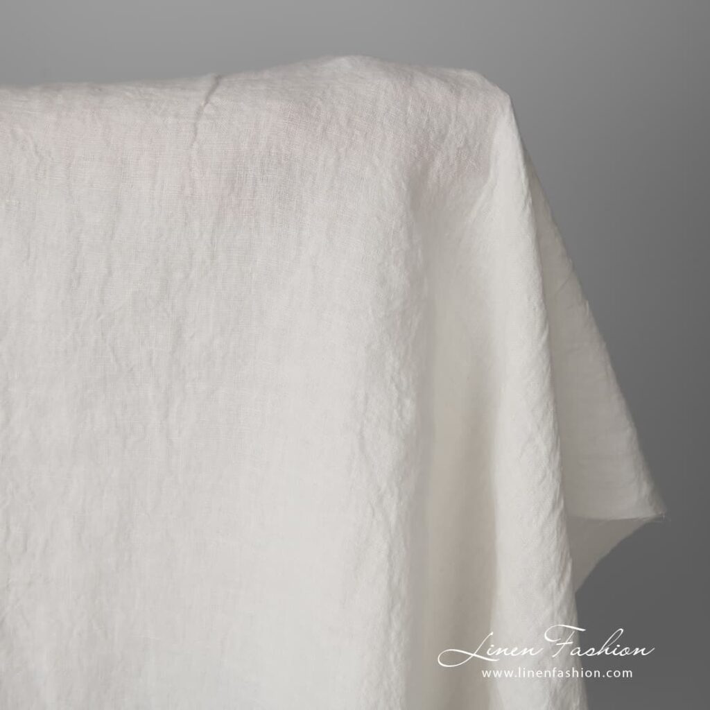 Wide off-white washed linen fabric is ideal for sewing bed linen (sheets, duvet covers) and other wide linen items