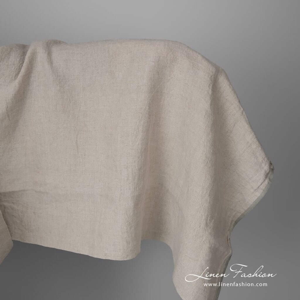 Wide natural grey linen fabric, washed