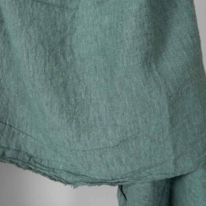 Extra wide washed green linen fabric