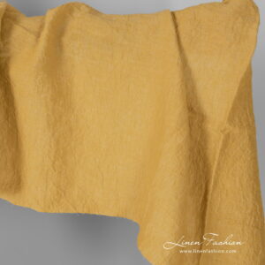 Wide yellow linen fabric, washed