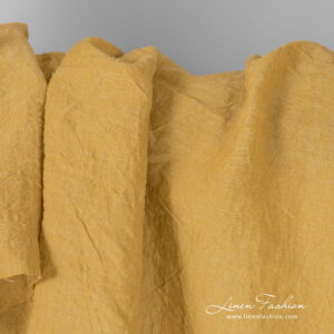 Extra wide yellow fabric, washed linen