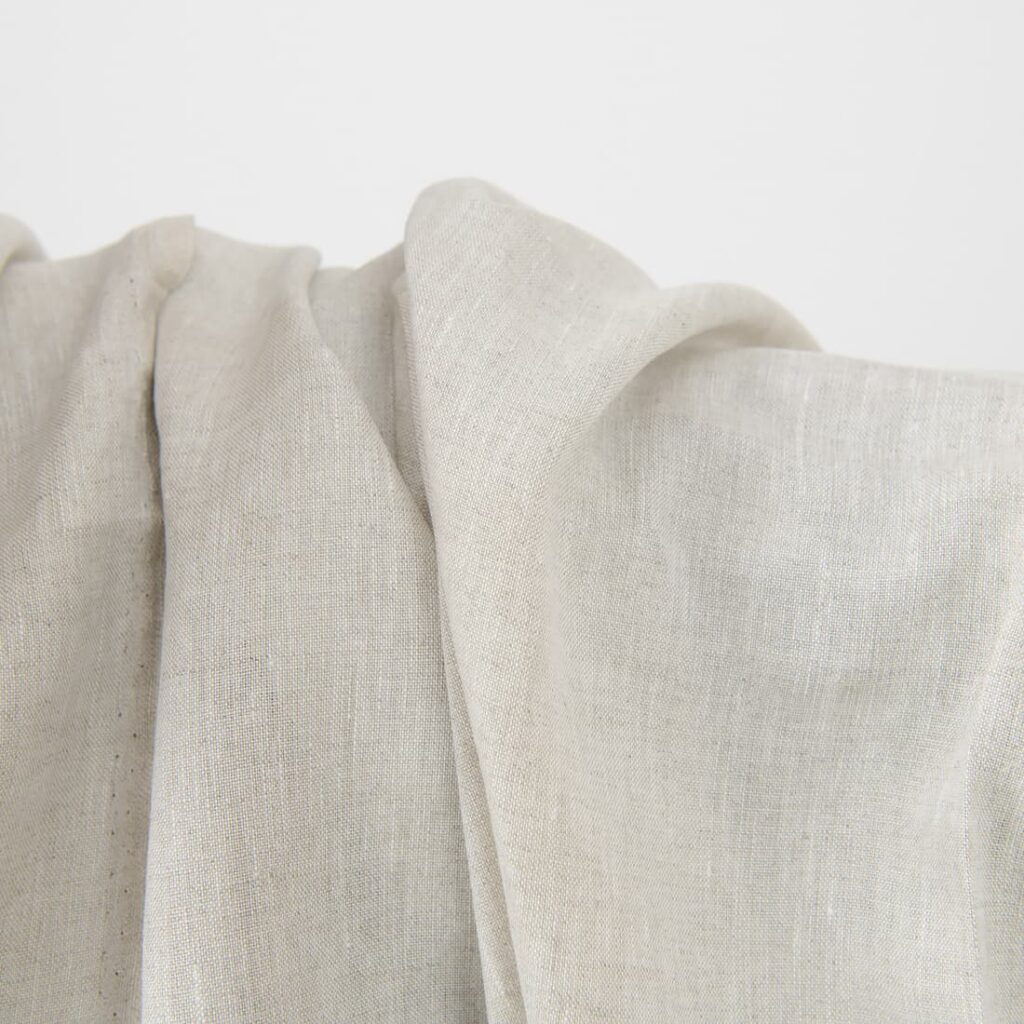 Plain linen fabric in light grey texture