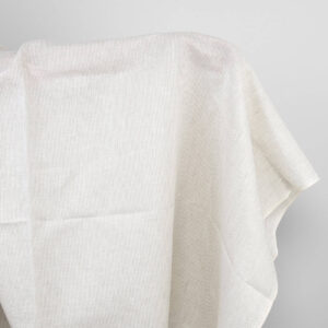 Linen fabric white and natural small stripes