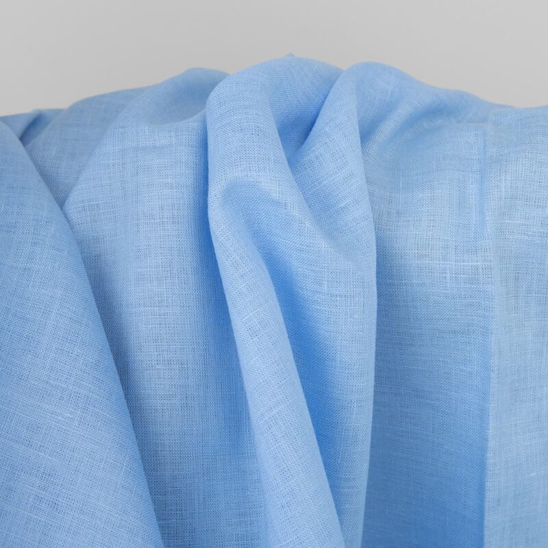 Light blue linen fabric, plain weave