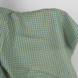 Linen fabric with blue and green checks