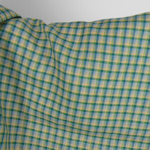 Linen fabric with blue and green checks product photo