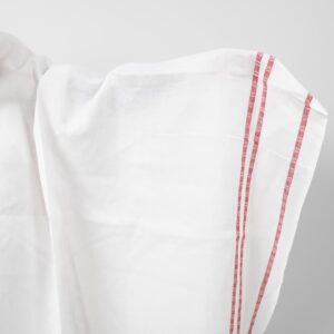White linen fabric with red lines