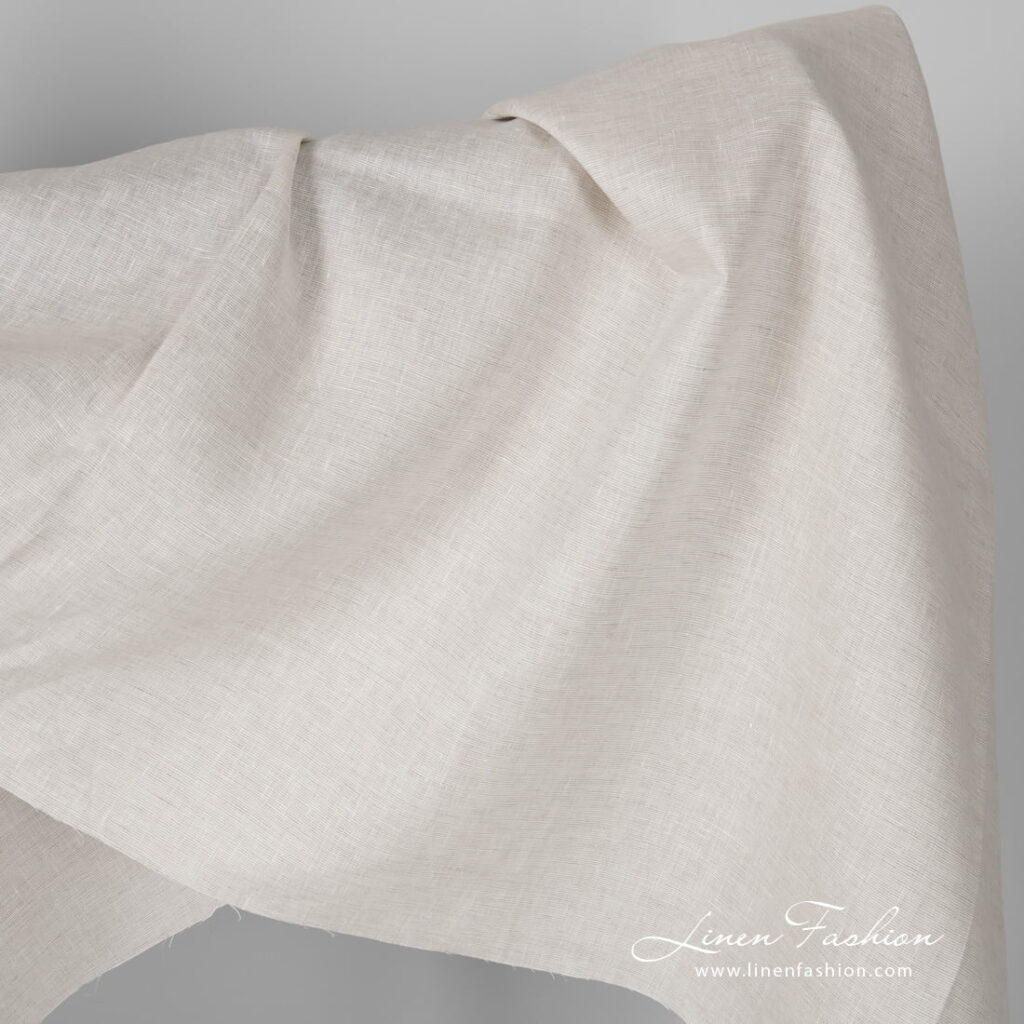 Wide white flax melange linen fabric
