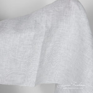 Wide white blue gray melange linen fabric