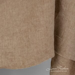 Brown melange linen fabric, wide.