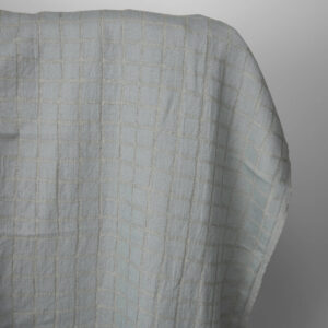 Bluish grey checked linen / cotton fabric, washed
