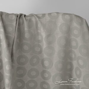 Grey linen cotton fabric in a circle pattern